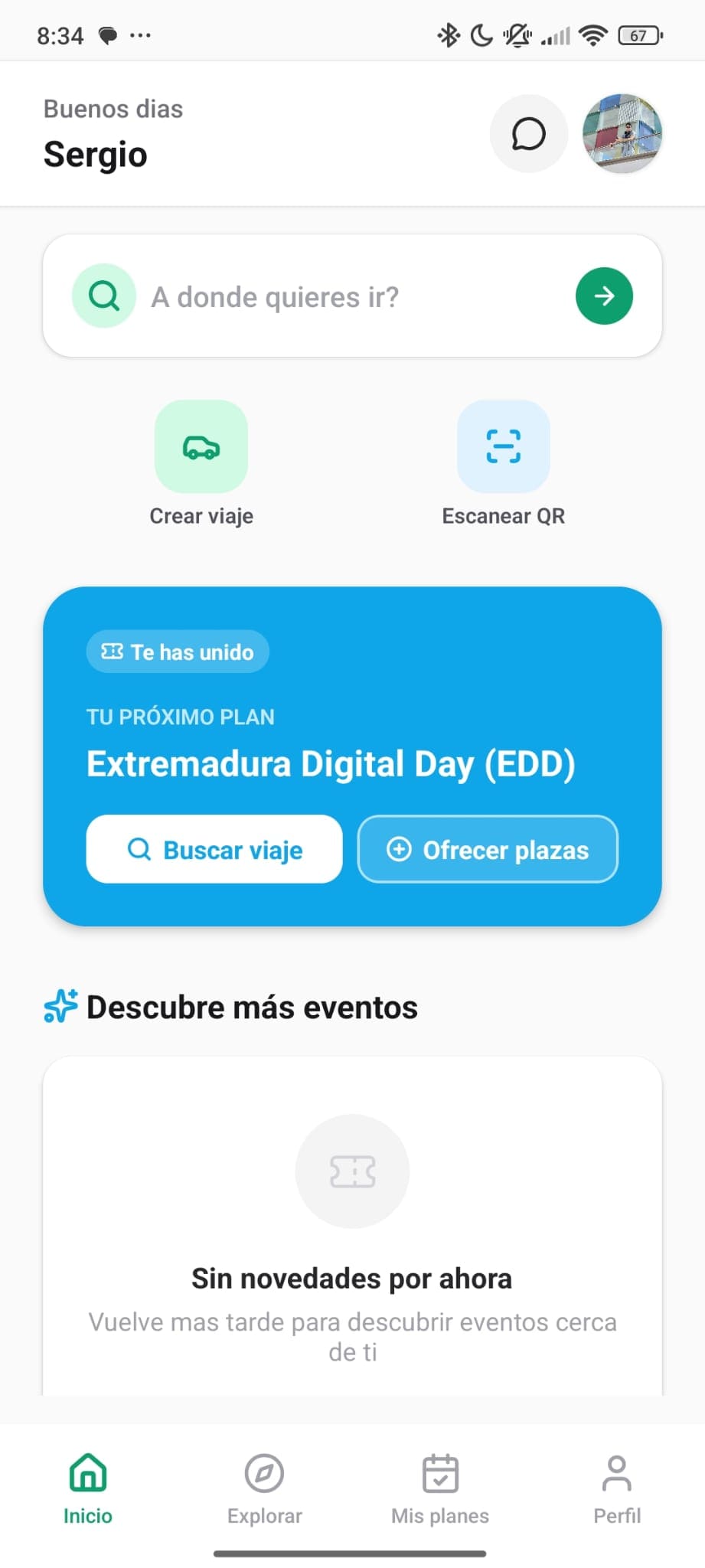 Pantalla principal de la app YouConnext